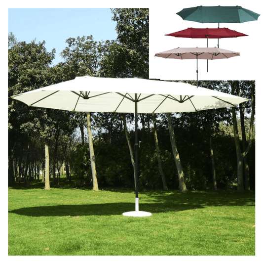 15 FT Double Sided Patio Umbrella Twin UV Shelter Canopy