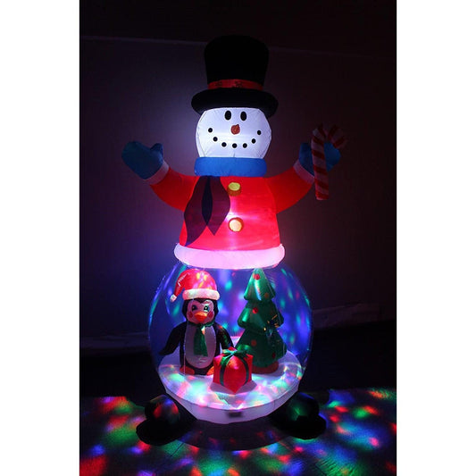 8 Ft Inflatable Snowman with Led Lighted Globe