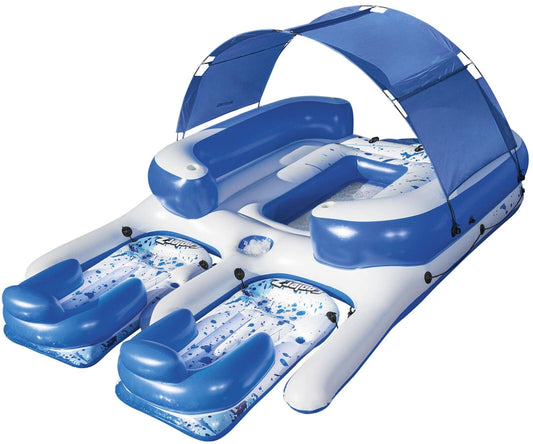 8-Person Floating Island with UV Sun Shade and Connecting Lounge Rafts